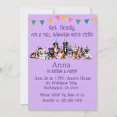 Invitation Chien chiot pourpre Anniversaire Paw ty (Devant)