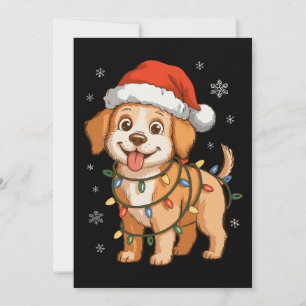 Invitation Chien chiot Retriever doré chapeau de Père Noël No