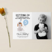 Invitation Chien chiot thème Anniversaire fête Photo bleue