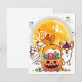 Invitation Chien Corgi Cardigan Mummy Sorcière Lune Fantômes  (Devant / Derrière)