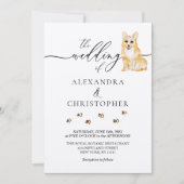 Invitation Chien corgi chiot Calligraphie de mariage (Devant)
