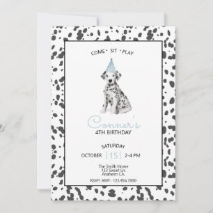 Invitation Chien Dalmatien bleu Venez assis Restez assis Joue