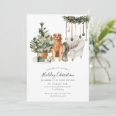 Invitation Chien d'arbre de Noël, Fête de Noël (Debout devant)