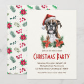 Invitation Chien de boxe à Santa Hat Pet Fête de Noël (Devant / Derrière)