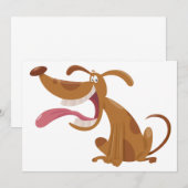 Invitation Chien de caricature avec grand sourire et langue d (Devant / Derrière)