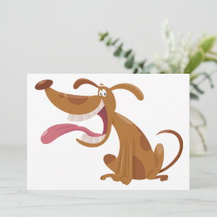 Invitation Chien de caricature avec grand sourire et langue d