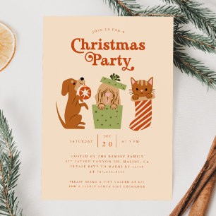 Invitation Chien de chat de Noël Jaune