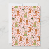 Invitation Chien de chat de Noël rose (Dos)