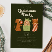 Invitation Chien de chat de Noël Vert