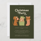 Invitation Chien de chat de Noël Vert (Devant)