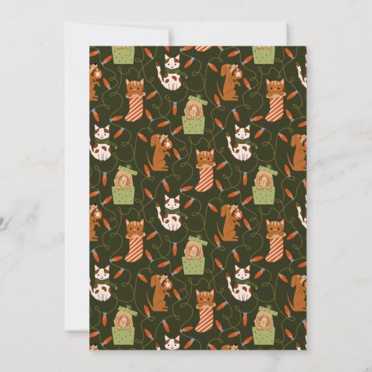 Invitation Chien de chat de Noël Vert (Dos)