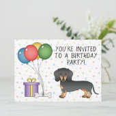 Invitation Chien De Cheveux Courte Noir Et Tan - Anniversaire (Debout devant)