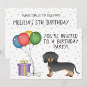 Invitation Chien De Cheveux Courte Noir Et Tan - Anniversaire (Devant / Derrière)