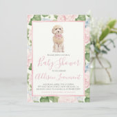 Invitation Chien de chien doré Baby shower fille (Debout devant)