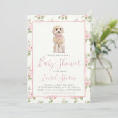 Invitation Chien de chien doré Baby shower fille (Debout devant)