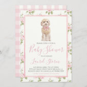 Invitation Chien de chien doré Baby shower fille (Devant / Derrière)