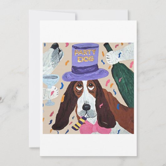 Invitation Chien de fête Basset Hound  (Devant)