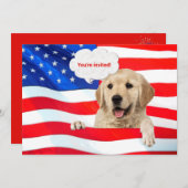 Invitation chien de fête BBQ du 4 juillet sur drapeau (Devant / Derrière)
