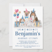 Invitation Chien de fête Chien Bleu Garçon Anniversaire Pawty (Devant)