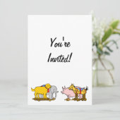 Invitation Chien de jouets vintage, Cheval, Cochon, Inviation (Debout devant)