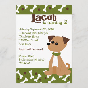 Invitation Chien de marionnettes en vert