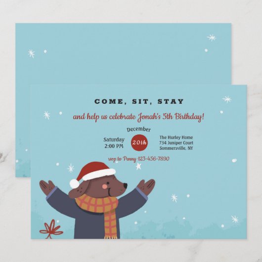 Invitation Chien de Noël (Devant / Derrière)