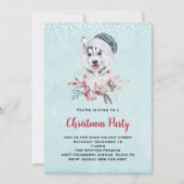 Invitation Chien de Noël Husky dans un chapeau de Père Noël (Devant)
