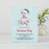 Invitation Chien de Noël Husky dans un chapeau de Père Noël (Debout devant)