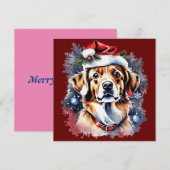 Invitation Chien de Noël mignon (Devant / Derrière)
