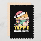 Invitation Chien de Noël mignon - Yappy Howlidays (Devant / Derrière)