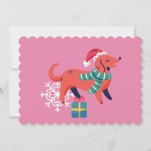 Invitation chien de Noël moche père Noël xmas flocon de neige