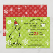 Invitation Chien de Noël moderne Red Santa Hat Fête de Noël (Devant / Derrière)
