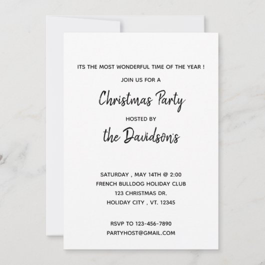Invitation Chien de père Noël Chien Français Chien de taureau (Dos)