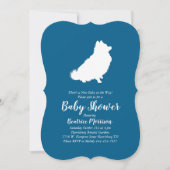 Invitation Chien de Poméranie Baby shower Blue Boy (Devant)