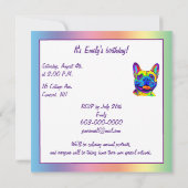 Invitation Chien de taureau français aux couleurs Anniversair (Dos)