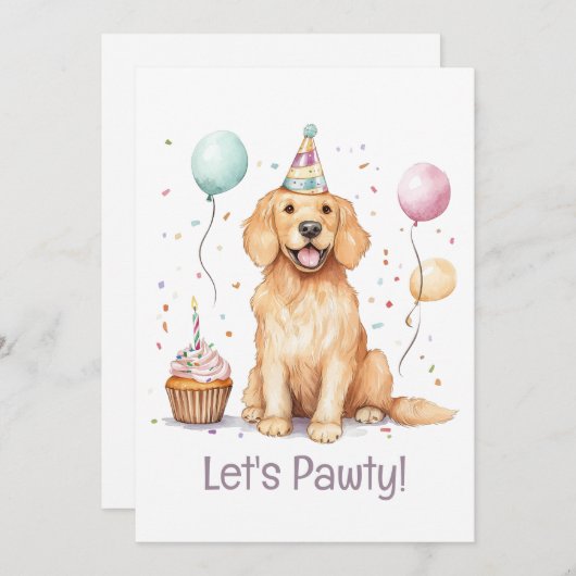 Invitation Chien d'or de l'épreuve d'anniversaire (Devant / Derrière)