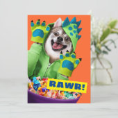 Invitation Chien en en costume de dinosaure (Debout devant)