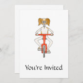 Invitation Chien faisant du vélo. (Devant / Derrière)