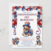 Invitation Chien Friendly Pas de feux d'artifice 4 juillet fê (Devant)
