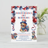 Invitation Chien Friendly Pas de feux d'artifice 4 juillet fê (Debout devant)