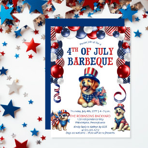 Invitation Chien Friendly Pas de feux d'artifice 4 juillet fê