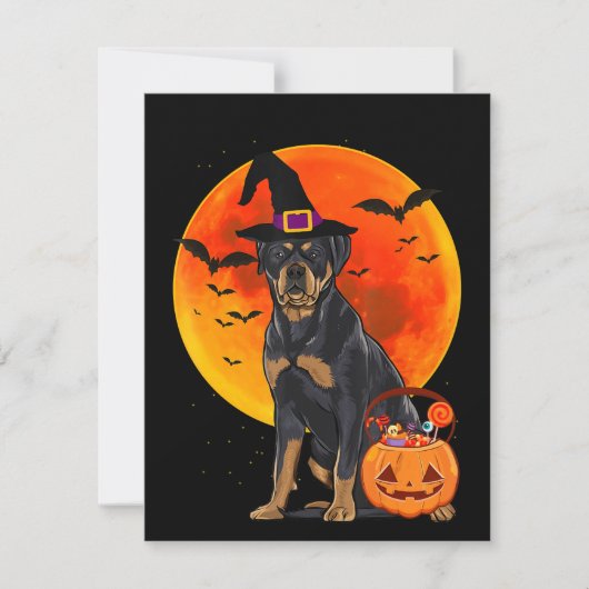 Invitation chien halloween rottweiler citrouille jack o lante (Devant)