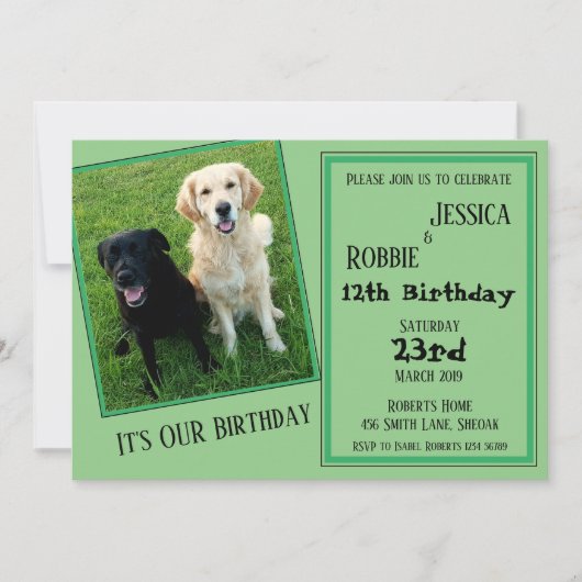 Invitation Chien jumeau de Labrador d'anniversaire (Devant)