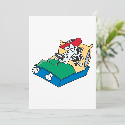 Invitation Chien malade au lit
