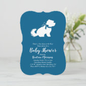 Invitation Chien maltais Baby shower Blue Boy (Debout devant)