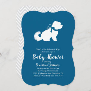 Invitation Chien maltais Baby shower Blue Boy