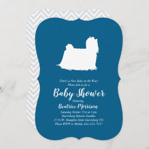 Invitation Chien maltais Baby shower Blue Boy