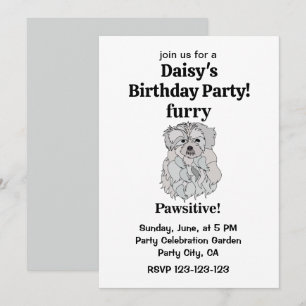 Invitation Chien Maltais Poilu Anniversaire Drôle