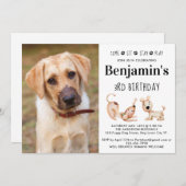 Invitation Chien mignon Anniversaire fête Chiot Personnalisé  (Devant / Derrière)