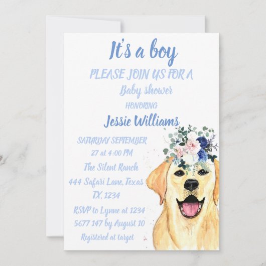 Invitation Chien mignon Chien chiot Labrador Fun Baby boy dou (Devant)